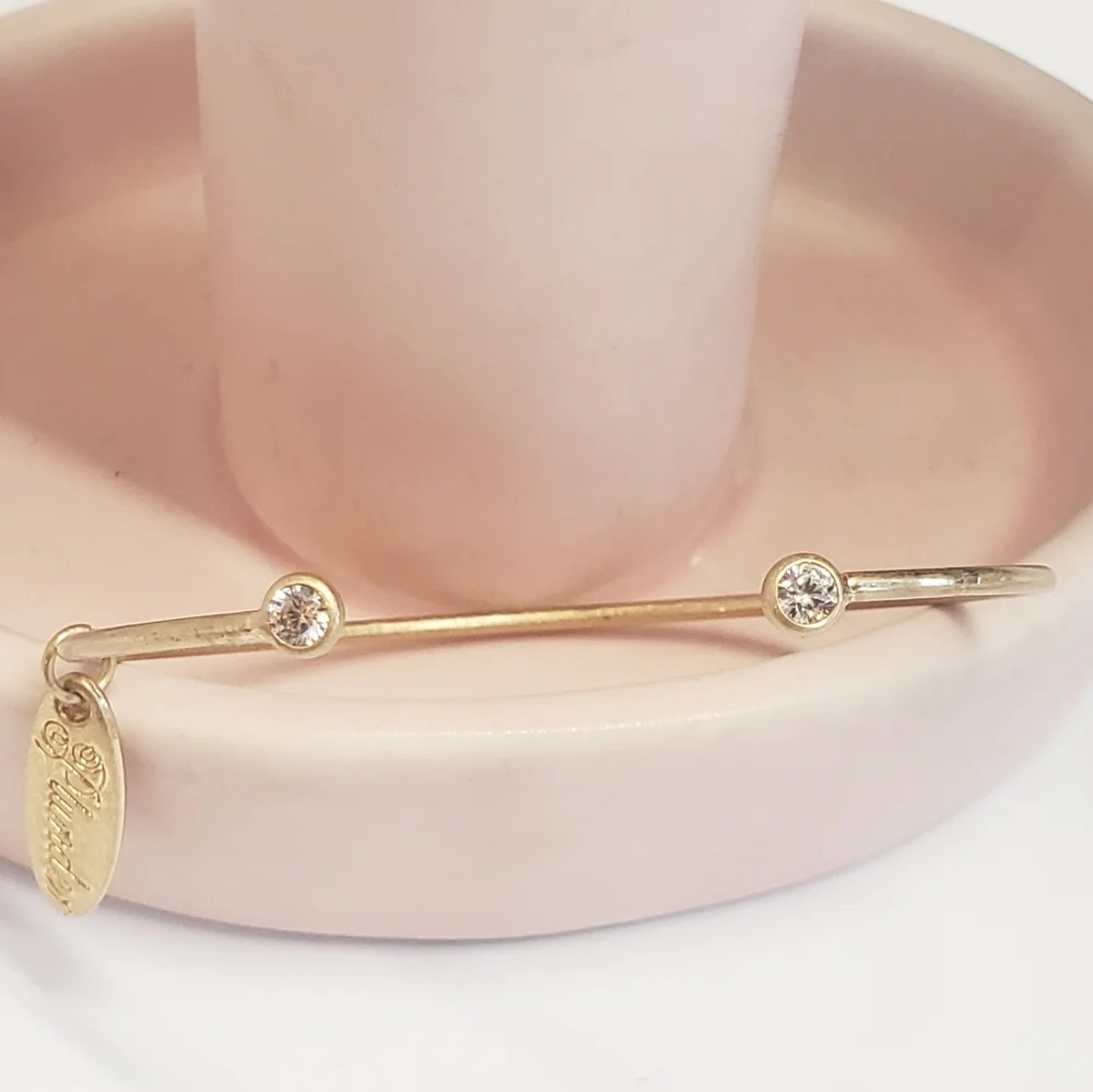 Plunder Gold Tone Crystal End Cuff Bracelet